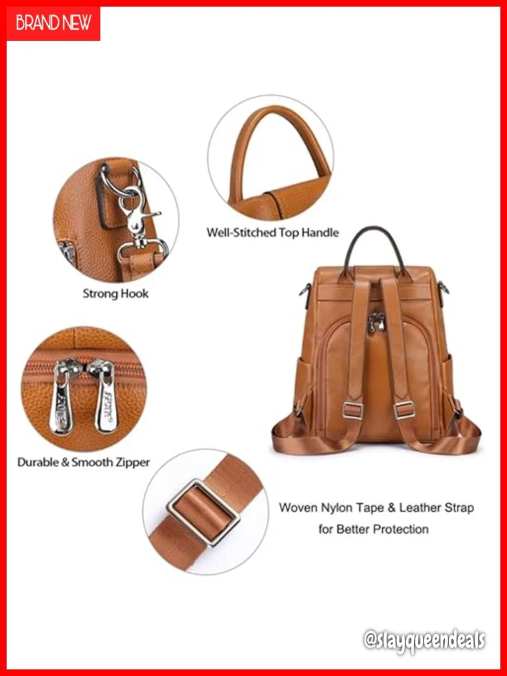 Genuine Leather Women's Backpack Purse Anti-Theft Rucksack Convertible Shoulder